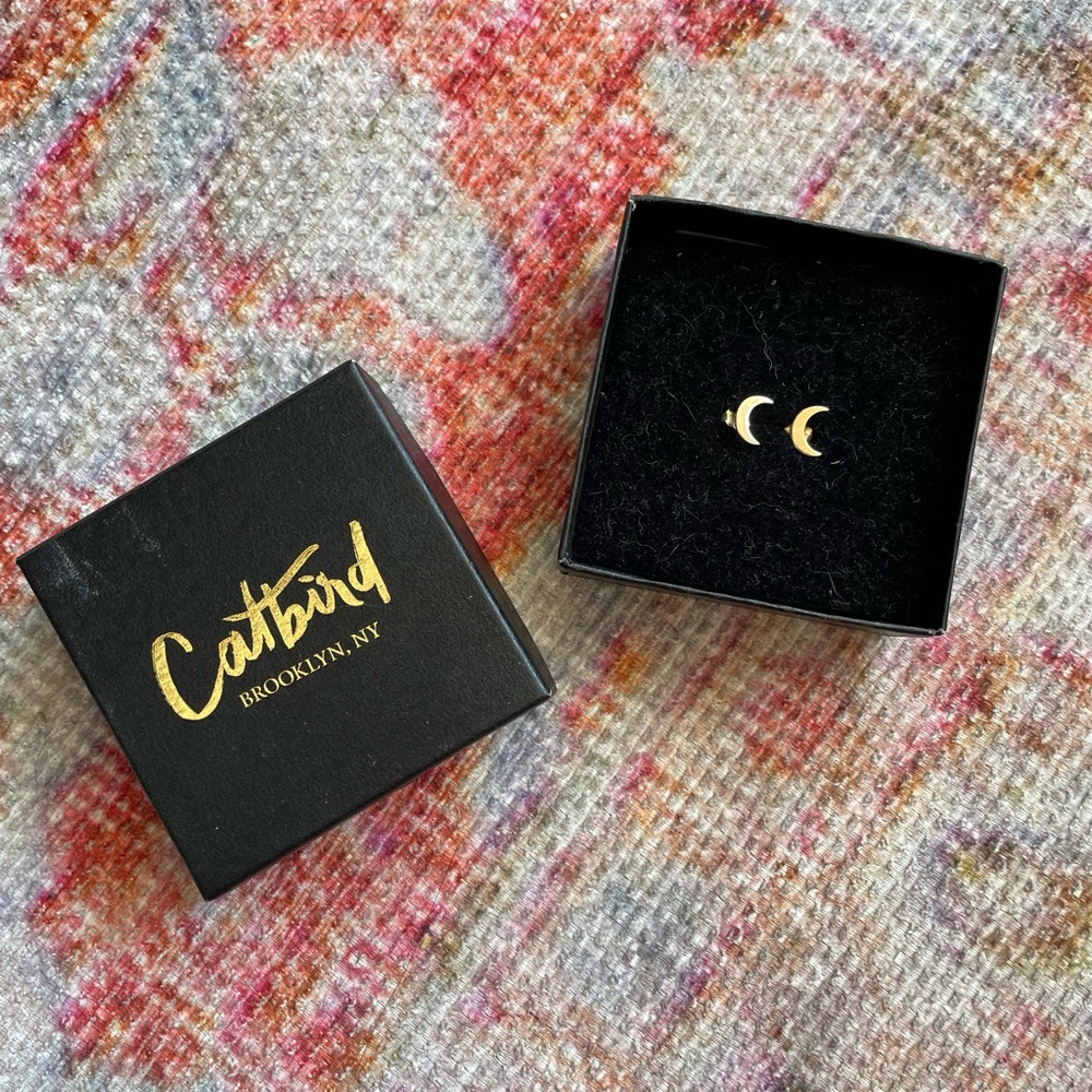 Catbird Crescent Moon Studs Set (sold as pair)